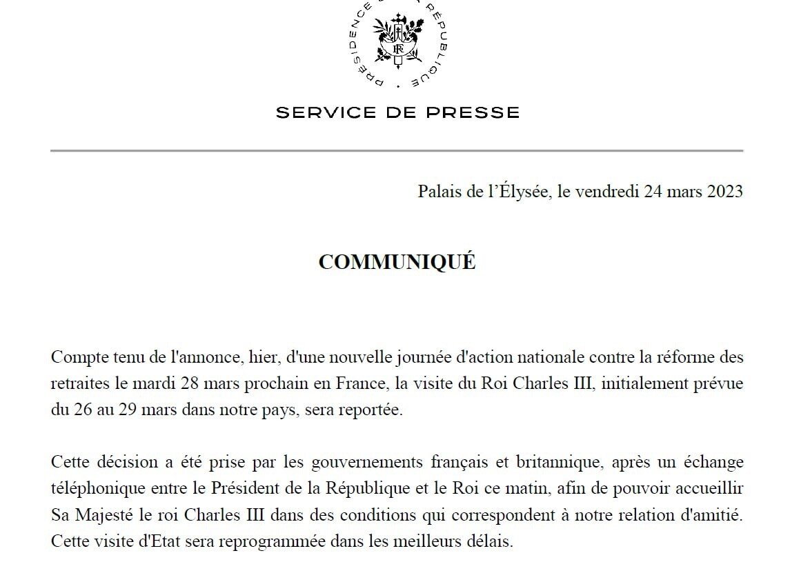 GodarmyofAngel's tweet photo. Interrupt the Globalist Agenda

#SheergleesTruth #DT47 #RJ6P #LTCR #T23T

👇💥👇💥👇💥👇💥👇💥👇💥

🔥JUST IN - Britain's King Charles III visit to France postponed due to mass protests: Elysée 

👉French President Macron says new date for visit of Britain's King Charles III in "early summer."

🔥Whatever the Citizens of France are doing Right Now•••

👉IT’S WORKING ‼️