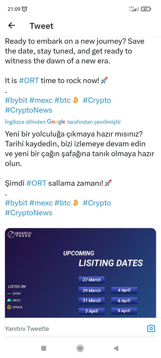 #ort yeni ath yolculuğu başladı tam tamına 7 borsa geliyor üç gün ara ile listeleme tarihleri paylaşıldı ve çok güçlü partnerlikler geliyor marketing başlıyor 🔥🔥🔥🔥🔥🔥🔥🚀🚀🚀

#bitcoin #gem #kripto #gems #CZBinance #AVAX #ElonMusk #ADA #Shib #ceek #luffy