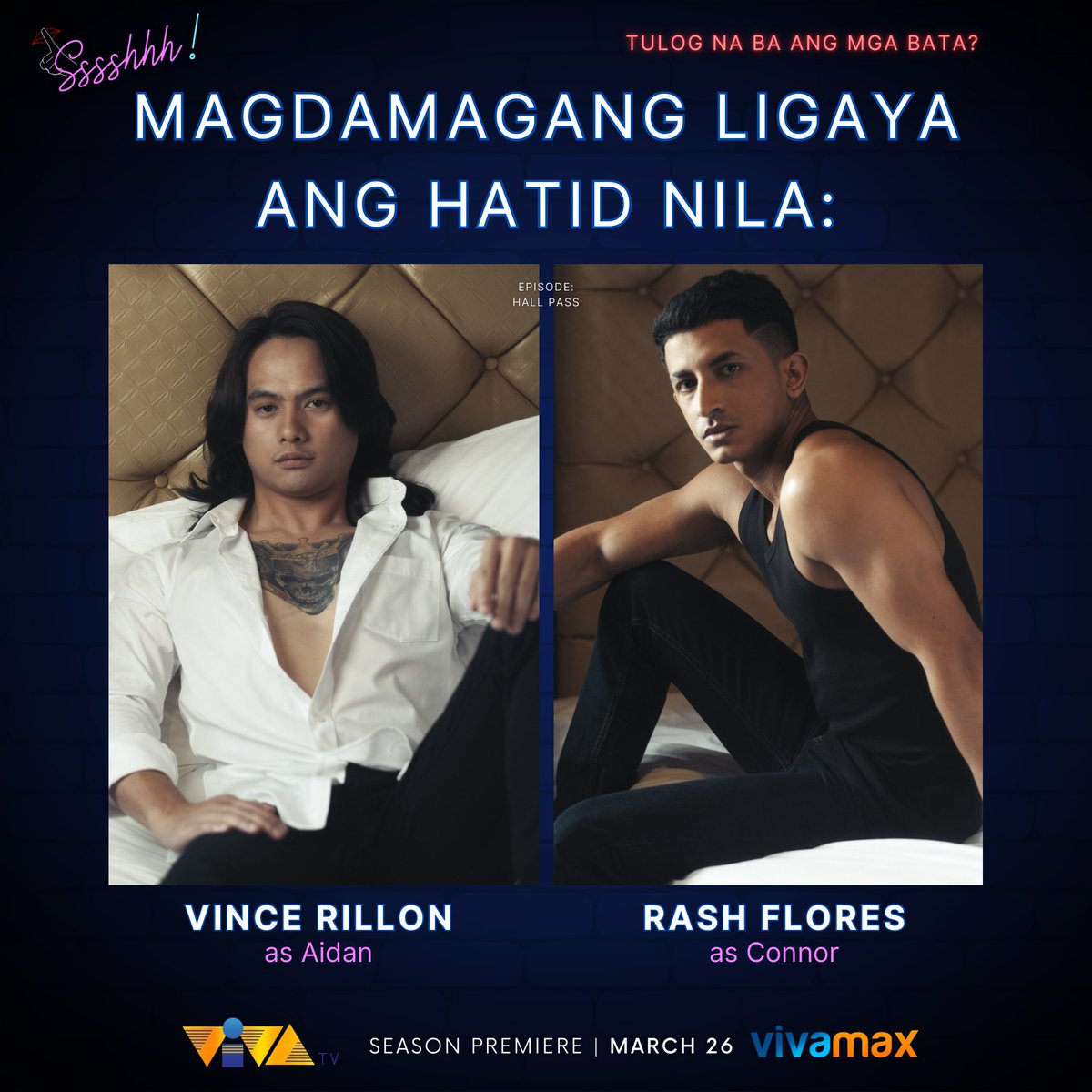 StudioVivaPH's tweet photo. Buhay na buhay ang gabi mo simula March 26 kapag napanood mo sila sa Sssshhh! 

Gusto mo ba ng kalat? Andito oh: https://t.co/Oi6V8cPrNv

#VivaTV #Sssshhh #VinceRillon #RashFlores #AerolCarmelo #VRRelosa #ArronVillaflor #JeffreyHidalgo https://t.co/y7YbOKcOiN
