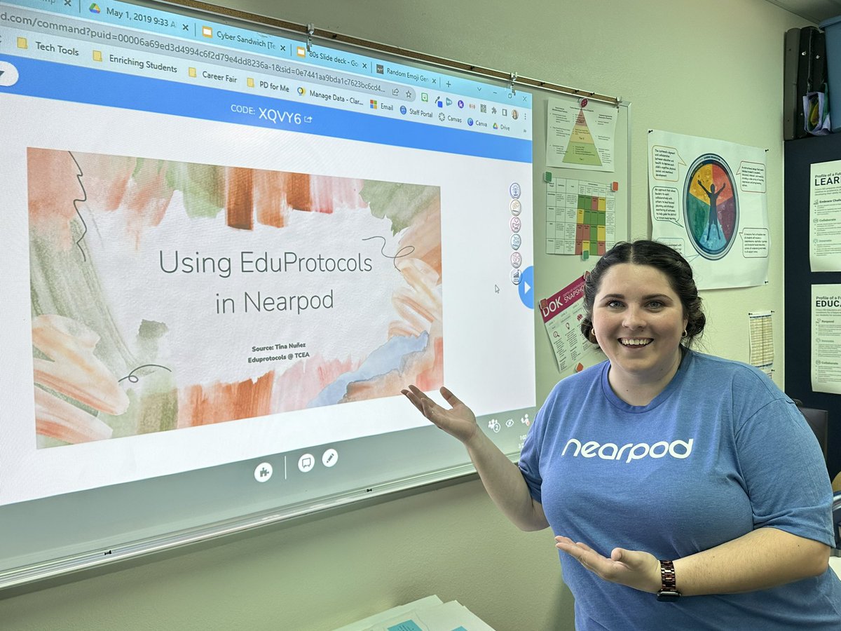 ToriFitka's tweet photo. Itโs a great day in the planning room because weโre talking about all the Eduprotocols with @nearpod ! Donโt forget you can earn a badge or two if you attend! #FISDlearns #edtech #RamCamp https://t.co/8kPTKFRaN7