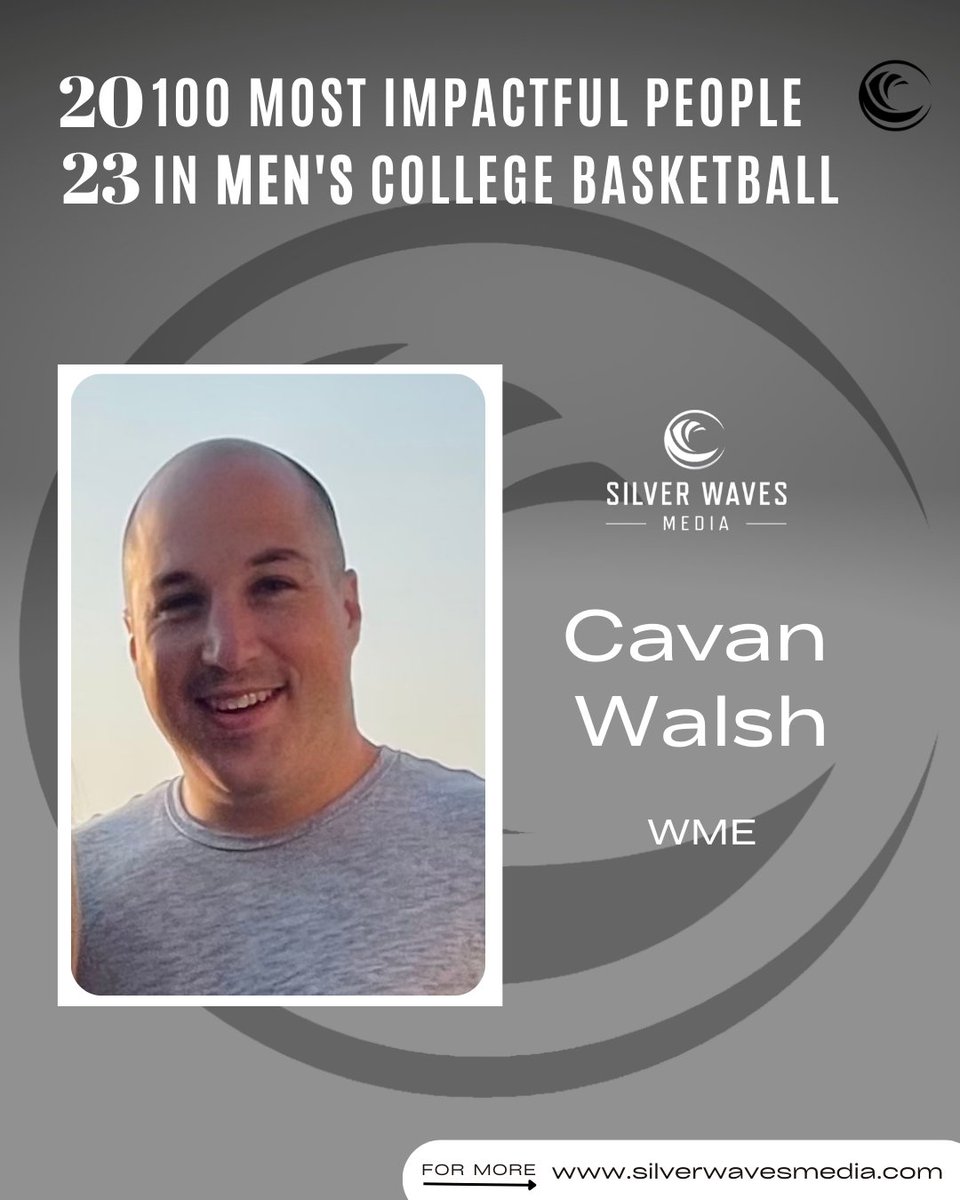 SilverWaveMedia's tweet photo. Congratulations to Cavan Walsh of WME on being named to the 100 Most Impactful People in Men's College Basketball list.

@cavwalsh 

https://t.co/8Ya6PdQAo8 https://t.co/dqta0VLwUf