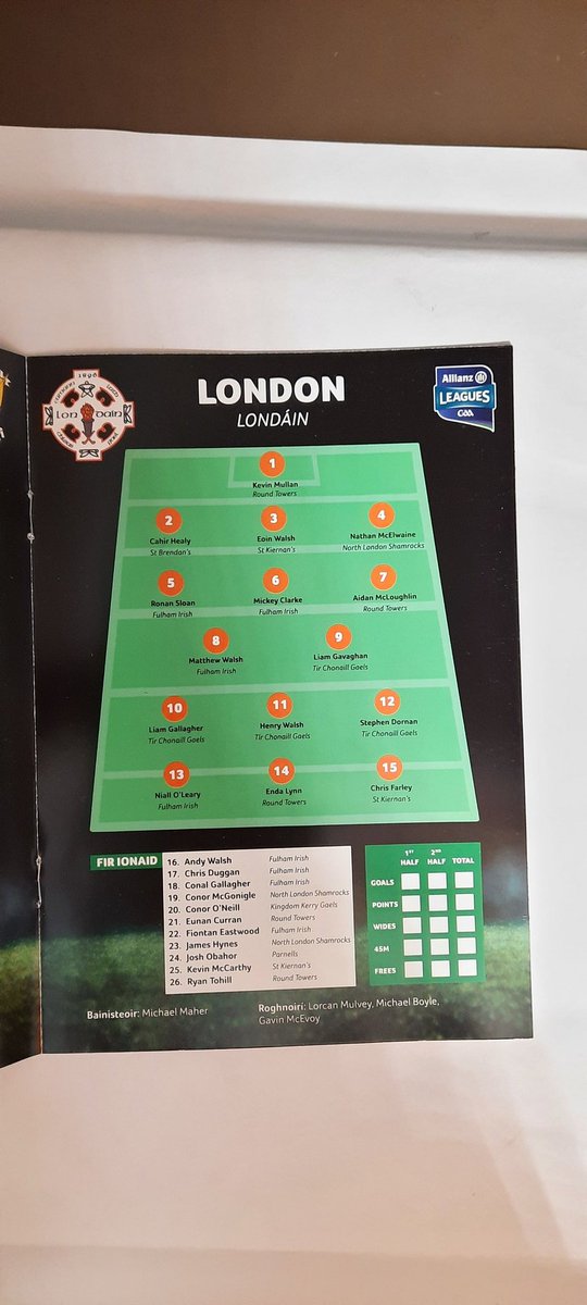 2023 Allianz football league programme for game between Wexford and London in Div4 #allthingsgaacollection #wexfordfootball #londonfootball