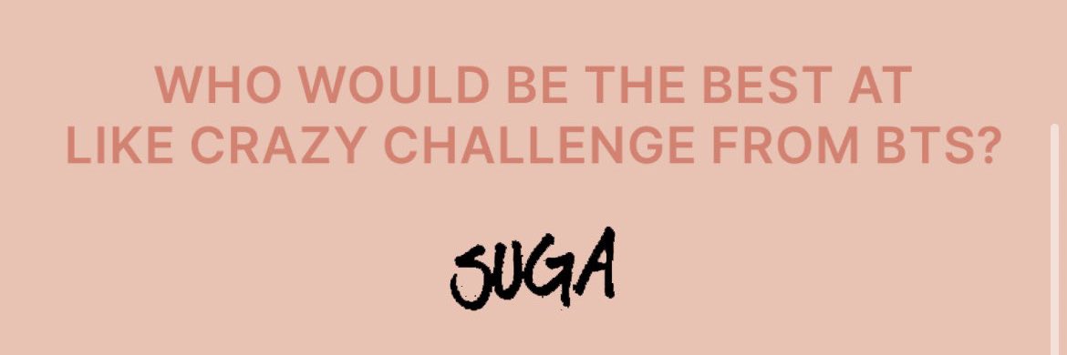 sujimworld's tweet photo. best at 'like crazy challenge' from bts? 
🐣: SUGA https://t.co/mjt3AQ0zq4