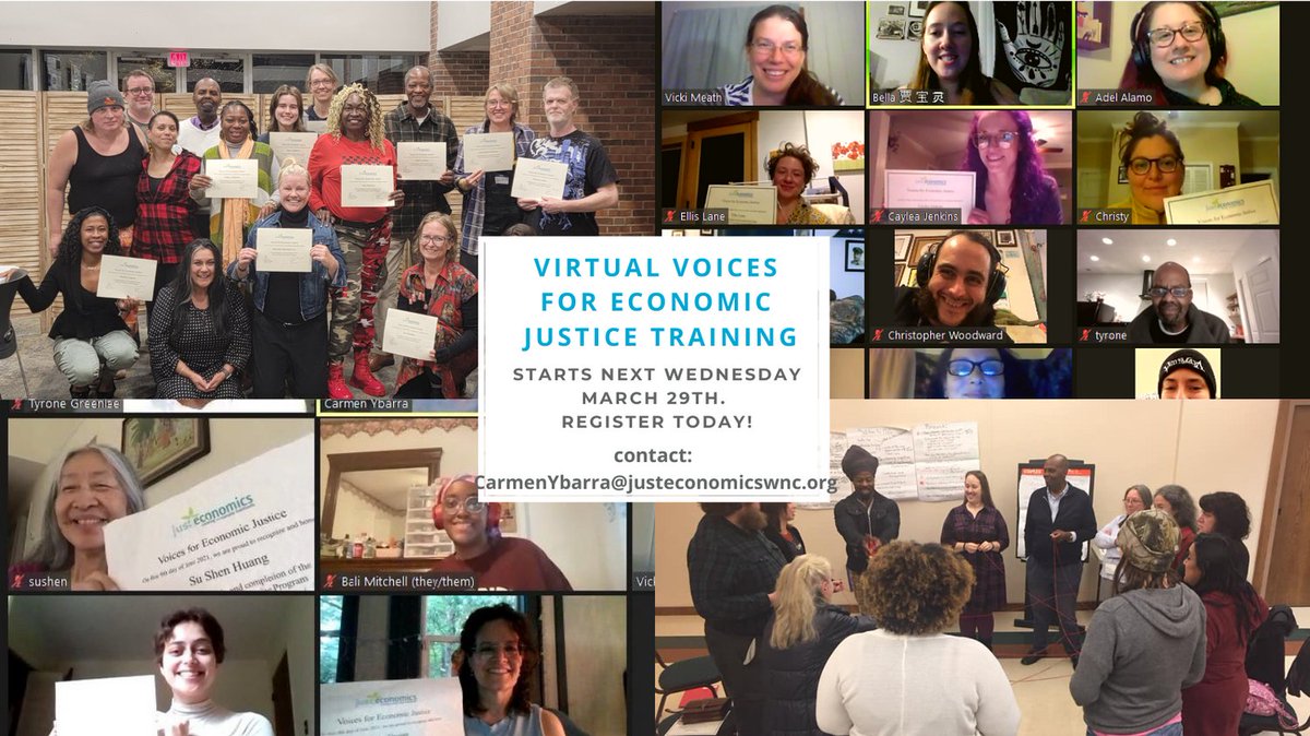 If you are a low wage worker or living on a low income, join us for a free 8-week virtual training in Community Organizing and Leadership. Registration is required. Contact carmenybarra@justeconomicswnc.org to sign up or get more info