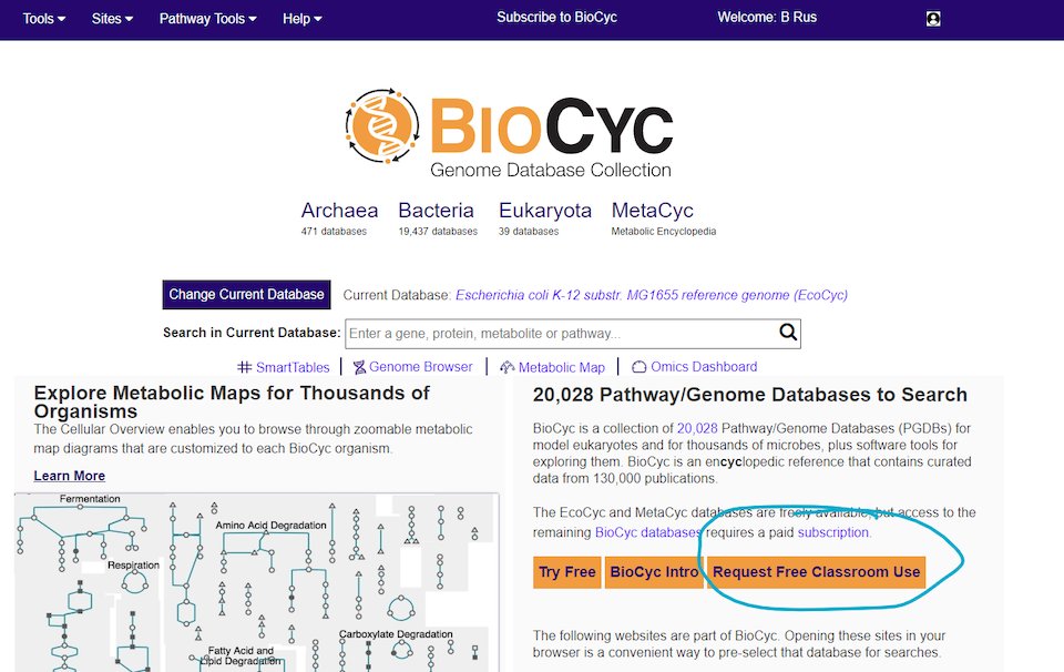 Planning new assignments for classes next year? BioCyc has always been free to academics for teaching purposes but many people didn't know this. We now have a link on our front page so academics can more easily make use of this!