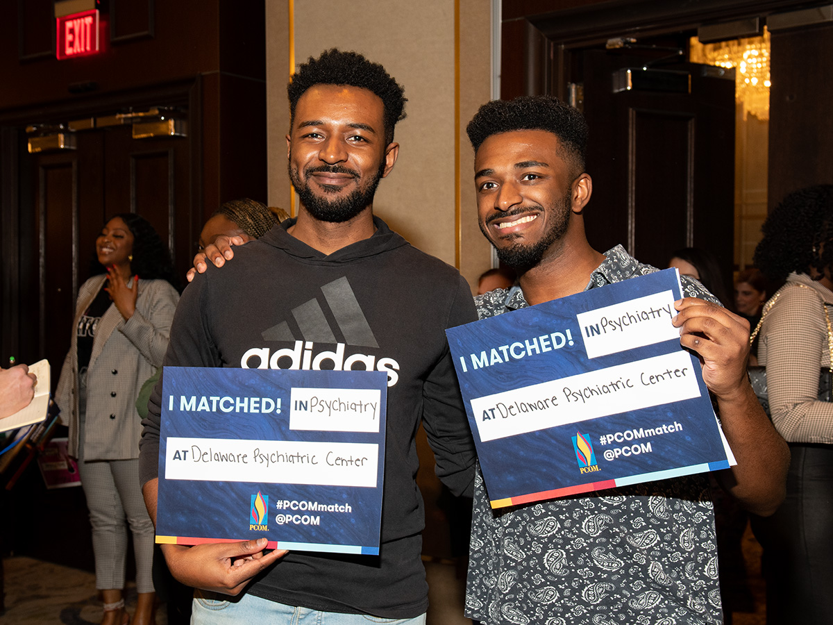PCOMeducation's tweet photo. #FridayFeeling We're taking a look back at some of the moments from the DO class of 2023 Match Day celebration! 🎉 #PCOMMatch #Match2023 https://t.co/uBwCnb2jLP