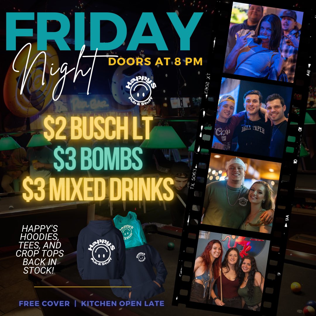 Doors open at 8 PM! Free cover from open to close 🍻