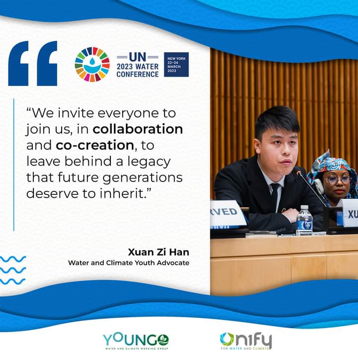 Youth representatives during the session organized by the #UAE entitled “From UN Water Conference to #COP28: Accelerating Water and Climate Action” spoke about the importance of youth’s role in advancing water and climate action.
#WaterAction #UN1FY #FillUpTheGlass @IYCM @Sida