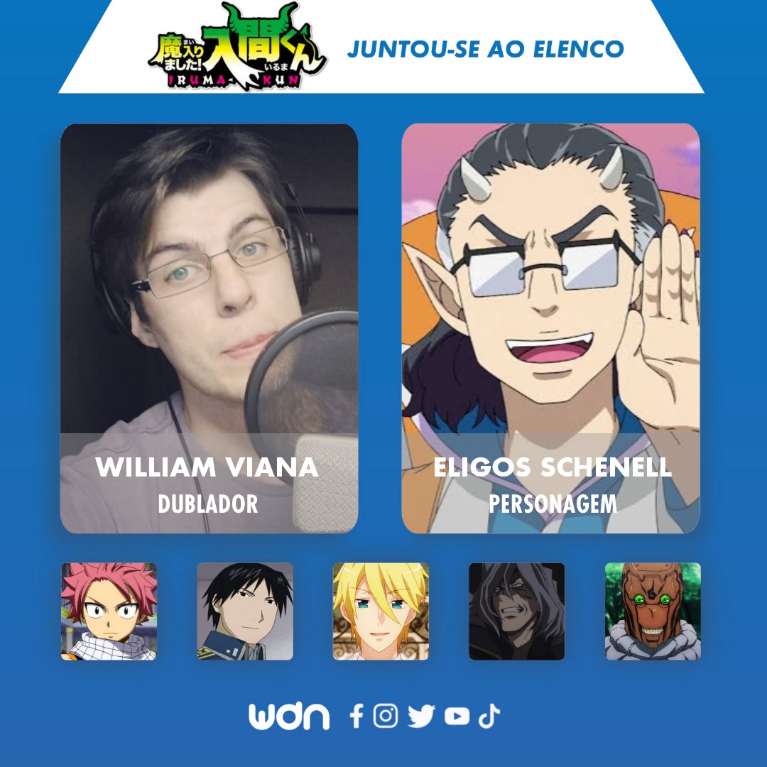 WDN - World Dubbing News on X: 😈 Novos dubladores juntam-se ao elenco de  'Welcome to Demon School! Iruma-kun' • Caio Freire como Ronove Lomiere •  William Viana como Eligos Schenell  /