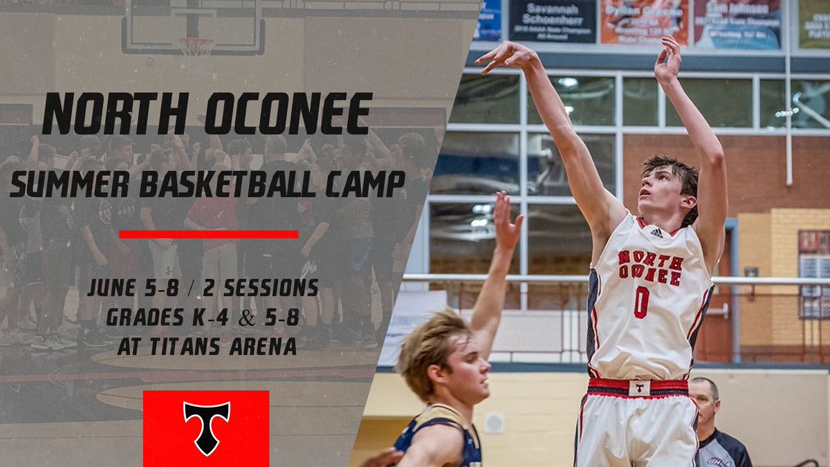 NOHSTitansBball's tweet photo. 🔥N. Oconee🏀SummerCamp🔥 
Save the date:  June 5-8.
2 Sessions: Grades K-4 8-10:30. Grades 5-8 10:30-1:00. Fundamentals &amp; fun w/ NOHS players &amp; coaches at Titans Arena! Sign-ups coming this Spring on GoFan!
📸 Credit: HomeGameHero
@mbmsbball https://t.co/AHtVJ48EoA