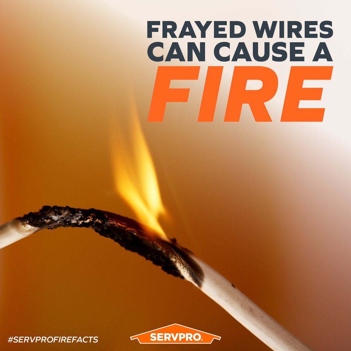 Fire Fact: Frayed wires can cause fires. Replace all worn, old, or damaged appliance cords immediately and do not run cords under rugs or furniture.