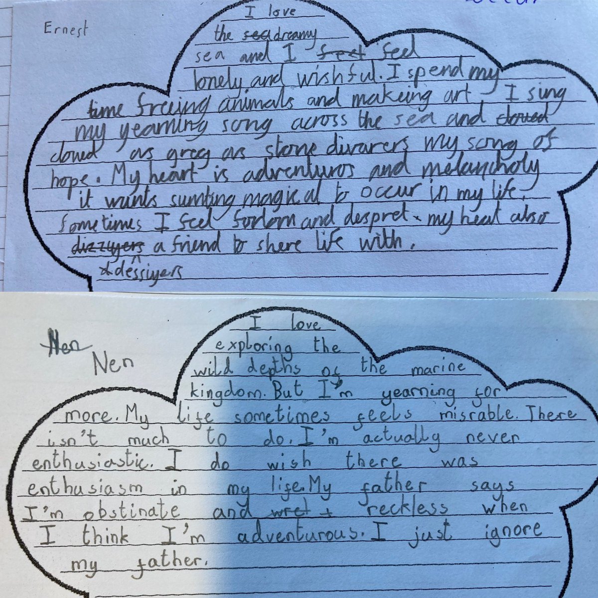 LiteracyAlex's tweet photo. Brilliant to see these fantastic examples of writing for a range of audiences and purposes from @RosendaleSchool using our #planningsequence for the gorgeous Nen and the Lonely Fisherman by @MrEagletonIan and @mrjamesmayhew 👏 🧜‍♂️ 🌈 @theliteracytree https://t.co/JQSSyUl5vz