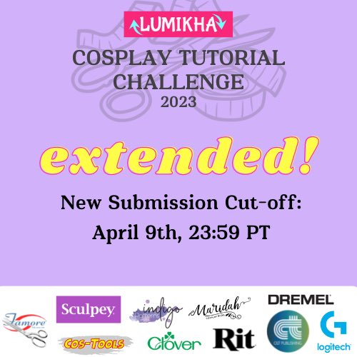 CosTutorialChal's tweet photo. π£New submission date! π£
Weβve heard the feedback that everyone needs just a little more time to finalize and polish their tutorials, with the new date of April 9 it grants 2 additional full weekends to craft and document! Just tag with #CosplayTutorials2023 before then βΊοΈπ https://t.co/8eScCIYhoX