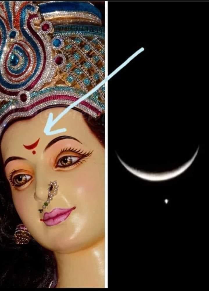 ShivasheeshSha2's tweet photo. आज तो चंदा मामा ने भी माँ चंद्रघंटा के दर्शन करवा दिए! जय माता दी 🚩 https://t.co/WK3j4F2s8d