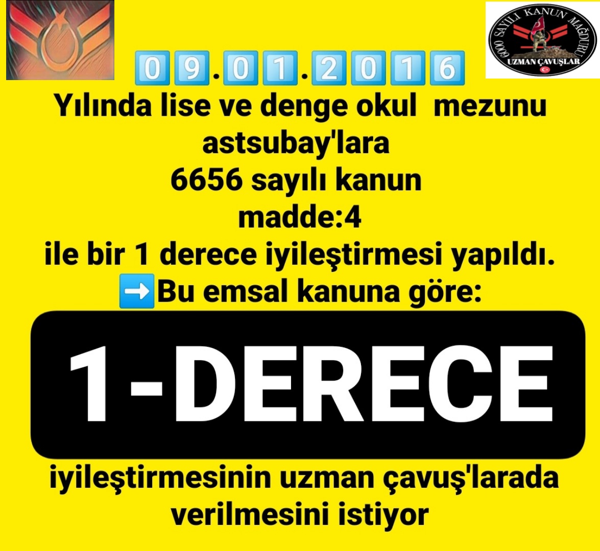 ibrahim06rt's tweet photo. @ibrahim_0634 @MuratNR3 @mustafaelitas @erkanakcay45 @yilmaz_ismet58 @dijital @RTErdogan Sayın başkanım @RTErdogan 45 yaşında zorla emekli edilen,birinci derecelere düşemeyen
Bugün verilen 3600 ek göstergeden  yararlanamayan uzman çavuşlar.2016'da bazı TSK personellerine yapılan derece iyileştirmesinin uzman çavuşlarada  yapılmasını istiyoruz
#UzmanÇavuşaSözVerdiniz https://t.co/LIOA70Qjku