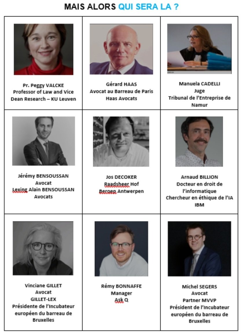 Ce 28/3 à 12h30 M. Segers et <a href="/GilletVinciane/">Vinciane GILLET</a> modéront sur l’impact de l’IA générative/ChatGPT sur le système judiciaire et les professions juridiques.

Présentiel : lnkd.in/g3gTeG_f
Webinaire : lnkd.in/gNaEpPay
 
MAIS ALORS QUI SERA LA ?
<a href="/oBarreaux/">AVOCATS.BE</a> <a href="/Barreaubruxel/">Barreau de Bruxelles</a>