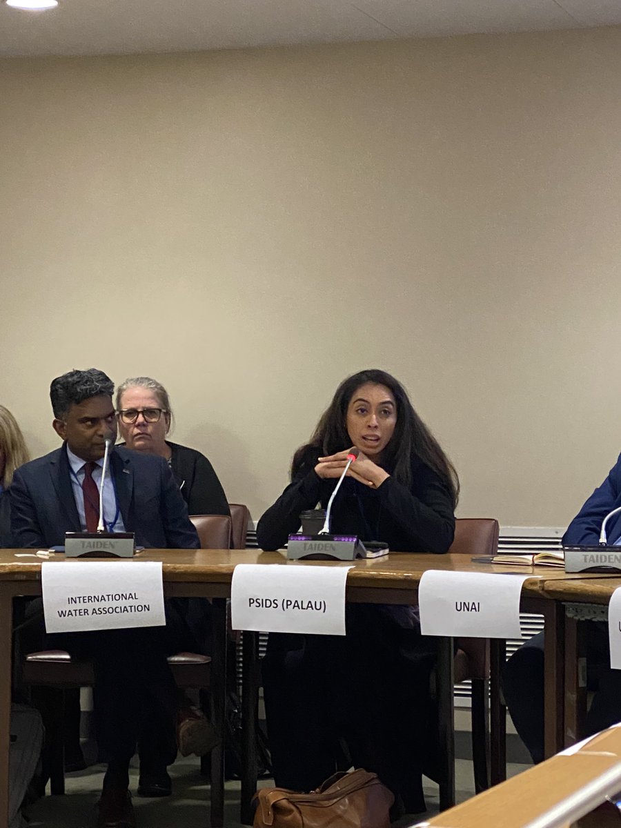 PSIDSnyc's tweet photo. #PSIDSChair w/ representatives of Tonga, @SDGbergen and others at the #UNWC23 side event on frontline access to water.
Amb Seid highlighted #ClimateChange co-designed tech, #TraditionalKnowledge and the need for data to help address water challenges experienced by #PSIDS https://t.co/2FBey5aNuX