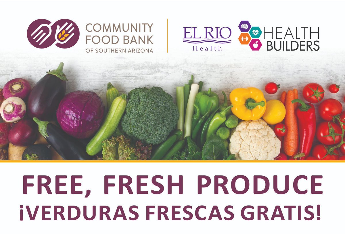 El Rio Health and the Community Food Bank of Southern Arizona will have free, fresh produce tomorrow, Saturday, March 25th, from 8-10am at our Grant Health Center (3655 E. Grant Rd.). This is a free event for our patients and community.