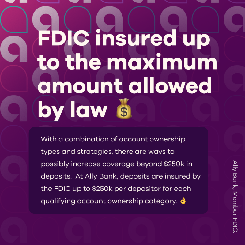 Ally's tweet photo. It’s not just our name, it’s what our bank is built on… 💜 Swipe to learn more ➡