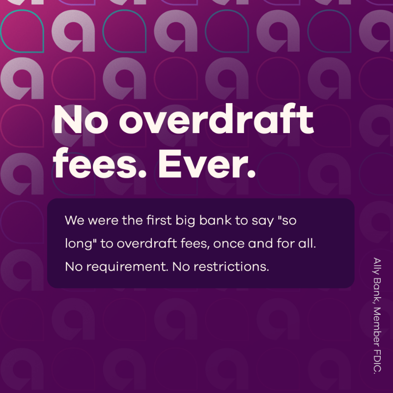 Ally's tweet photo. It’s not just our name, it’s what our bank is built on… 💜 Swipe to learn more ➡