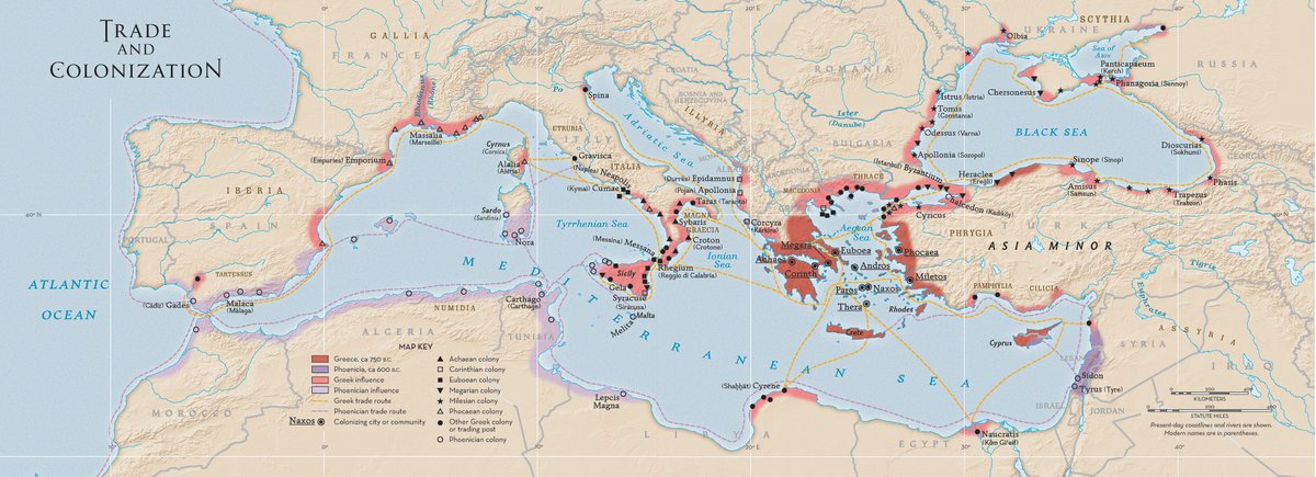 More than 1,000 Greek city-states were founded in the Iron Age and Archaic periods. This map from <a href="/NatGeoBooks/">Nat Geo Books</a> The Greeks shows the most important Greek colonies and their mother-cities in the Mediterranean. on.natgeo.com/3LL5htZ
#ancient #greeks #ancientgreeks #ancientgreece