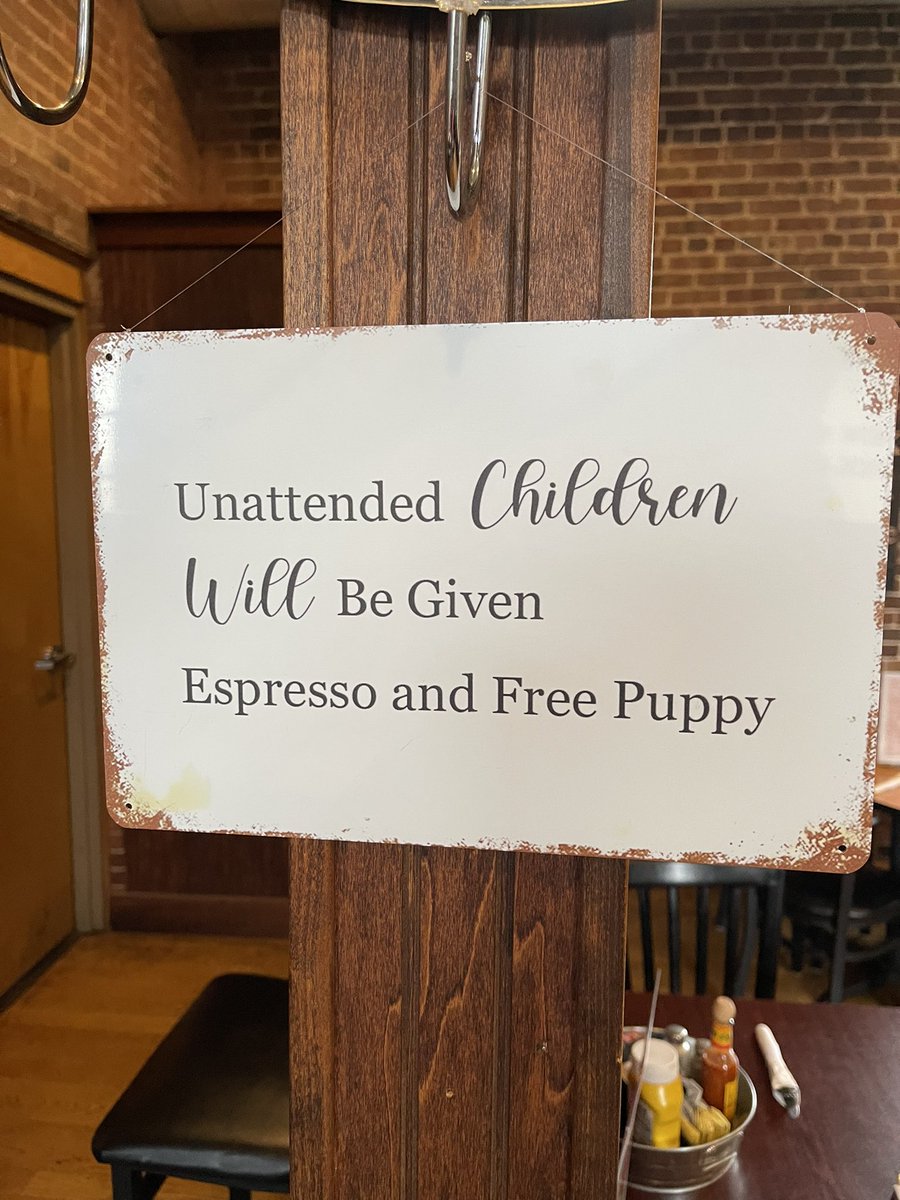 TheReads5's tweet photo. Maybe I’m a little late for #NationalPuppyDay, but this sign made me laugh today at lunch!

Plus a pic of our puppy on the #FirstDayofSpring. https://t.co/cips0tRdlJ