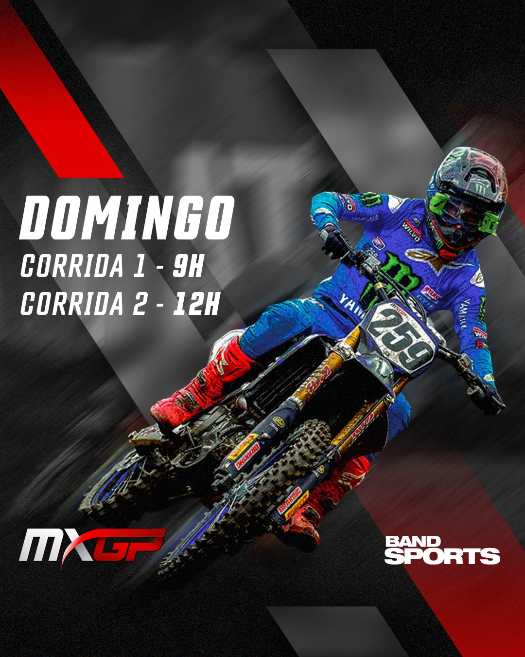 BandSports on X: MXGP É NO BANDSPORTS! Amanhã, a partir das 9h, você  acompanha a corrida 1 do Mundial de Motocross na Itália. Na sequência, às  12h, a corrida 2, tudo ao