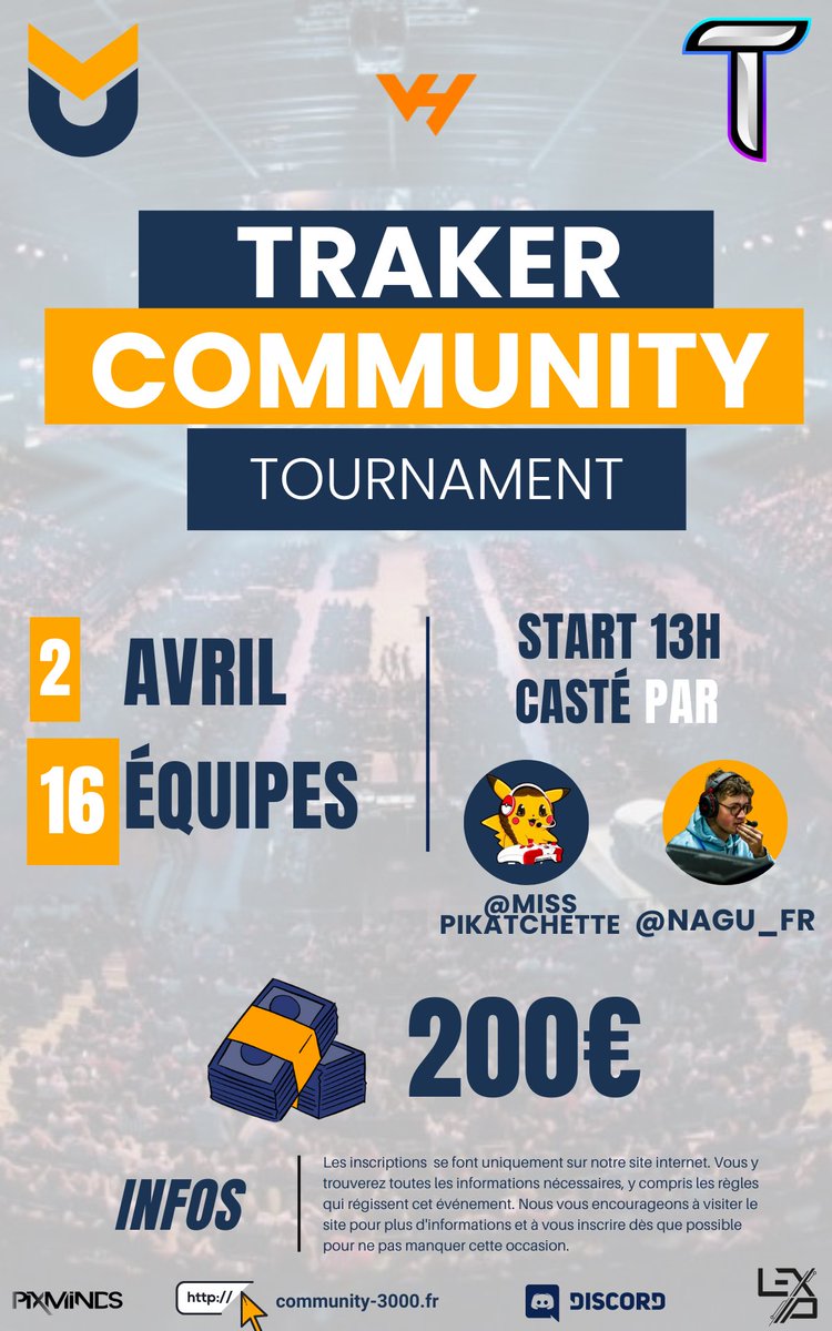 community3000's tweet photo. Il reste des slots disponibles pour notre 🏆 Traker Community Tournament 🔥 #CSGO 

🗓️ 02 AVRIL 2023

💸 Cashprize 200€ 

🎙️ @NAGU_FR &amp; @MissPikatchette 

👉🏼 Inscriptions : https://t.co/jeDWOqMQaX

Organized with @TrakerEsport 
Powered by @VhostTS3 

#CS2 #C3000 #Community3000 https://t.co/LO8lk6pbF5