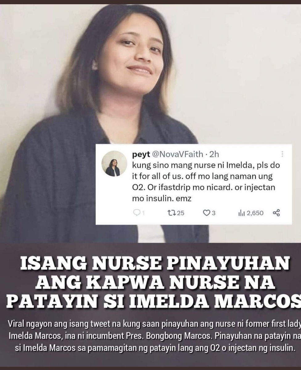 arthurXadvocate's tweet photo. Murder in mind. 
She works as a Nurse  at level 1. 
There should never be any room for an individual like this to work in any Health Care facilities locally or abroad. She had put the entire Nursing Profession and the Baguio General Hospital and Medical Center into disrepute. https://t.co/dubhl82Vlk
