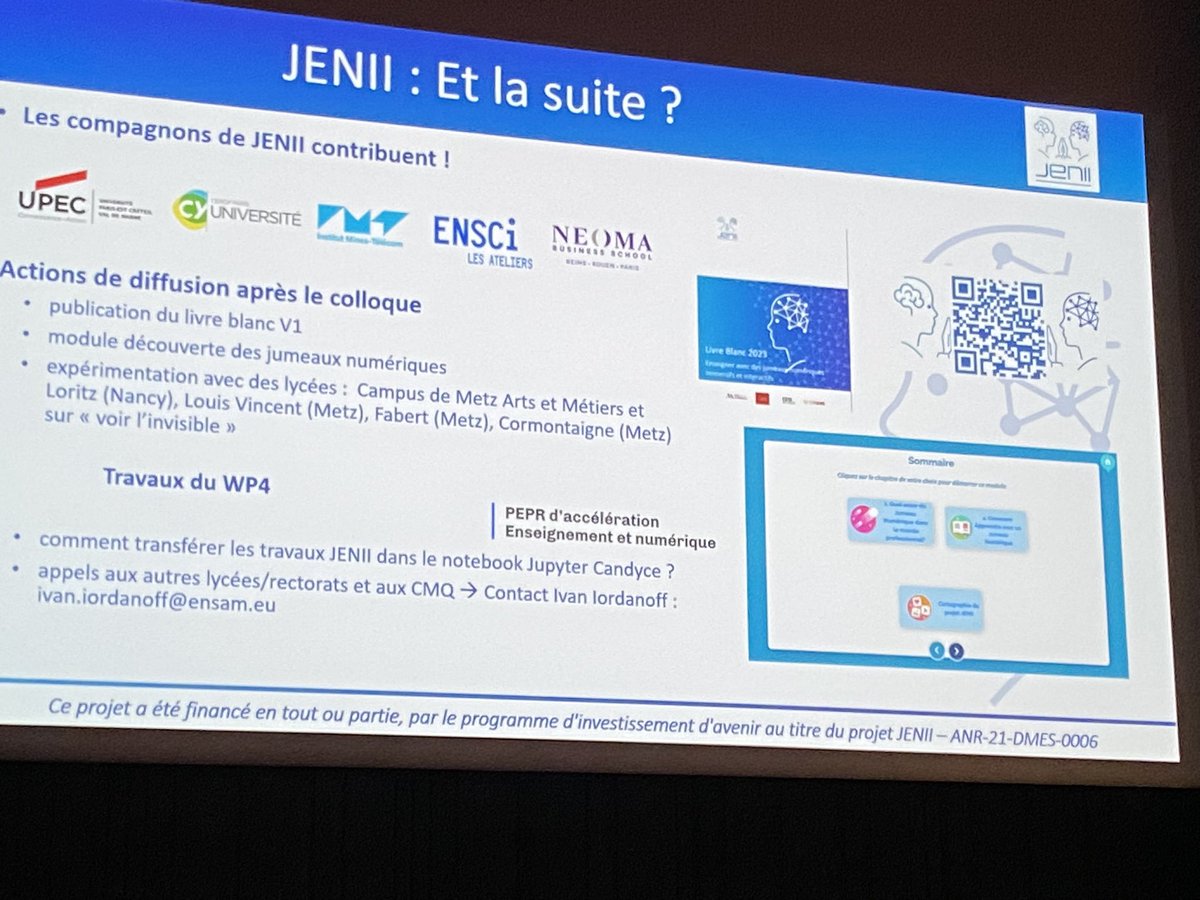 MurielBBG's tweet photo. Journée très enrichissante hier dans le cadre du colloque @JENII_ensam #Metavers et #JumeauxNumeriques pour la #formation 
Nombreuses réalisations concrètes accompagnées par la recherche et des suites prévues avec #Candyce #PEPR #enseignement et #numérique https://t.co/hSv6MCx29h