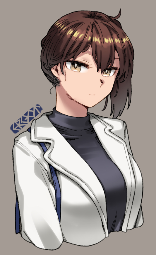 kaga (kancolle) 1girl solo brown hair brown eyes upper body side ponytail v  illustration images