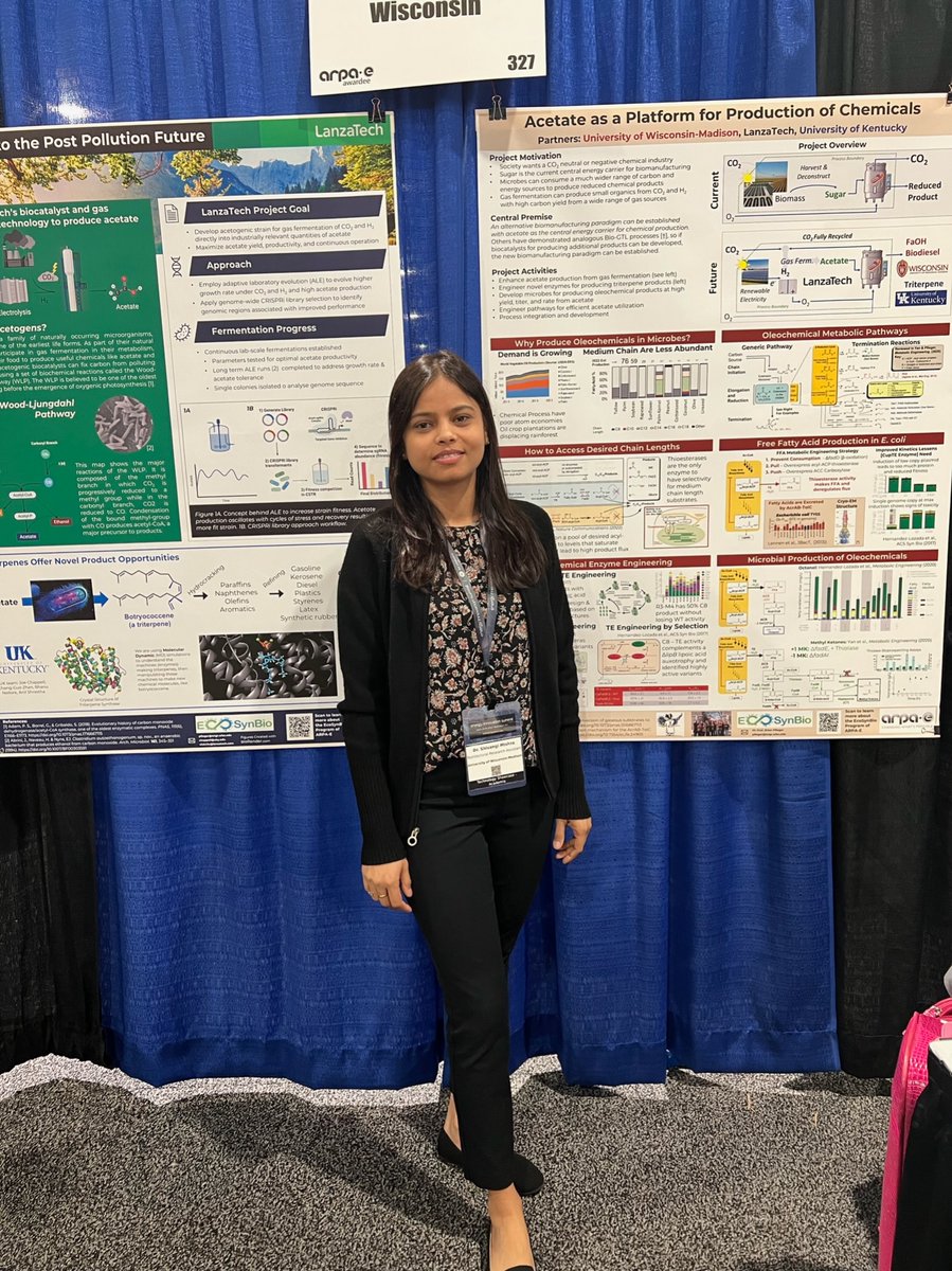 shivangi16dec's tweet image. It was great to talk about our carbon negative alternative bio-manufacturing strategy at #ARPAE23 at Washington DC. @PflegerLab @LanzaTech