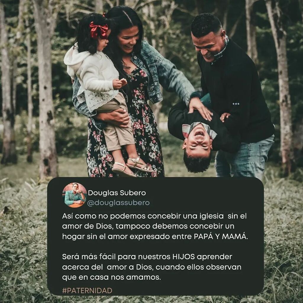 douglassubero's tweet photo. SERIE: PATERNIDAD

Nuestros HIJOS aprenderán a conocer el amor de Dios, a la medida que tengan una muestra de amor en casa.

LA ESTABILIDAD EMOCIONAL de nuestros HIJOS  va a depender mucho de cómo MAMÁ Y PAPÁ se aman.

#paternidad #iglesia #familiacristiana #familia https://t.co/UCpsspQLyA