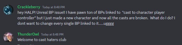 Thunder_Owl's tweet image. #UnrealEngine #Cast #Variables #CastIsEvil #UE4 #UE5