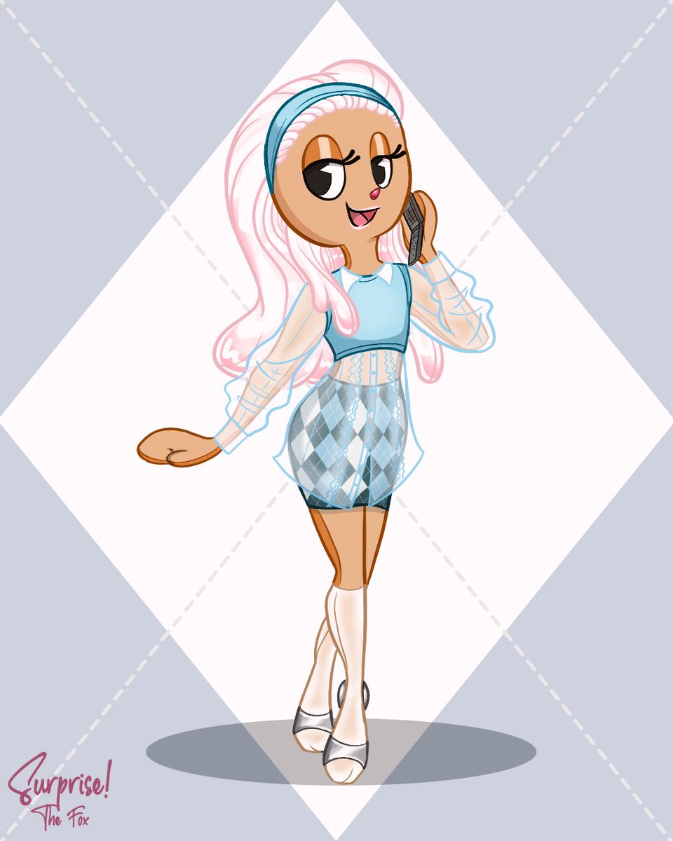SurpriseTheFox's tweet photo. YCH for TimButWithTwoZeros  of their gingerbread cookie character Royal in Cher Horowitz outfit. 💙 What a treat it is to draw candy characters 🥰. 

#cherhorowitzoutfit #cluelessinspired #cluelessoutfit #cookiesona #preppyoutfit #sheerblouse #surprisethefox https://t.co/XmXh1wSCFK