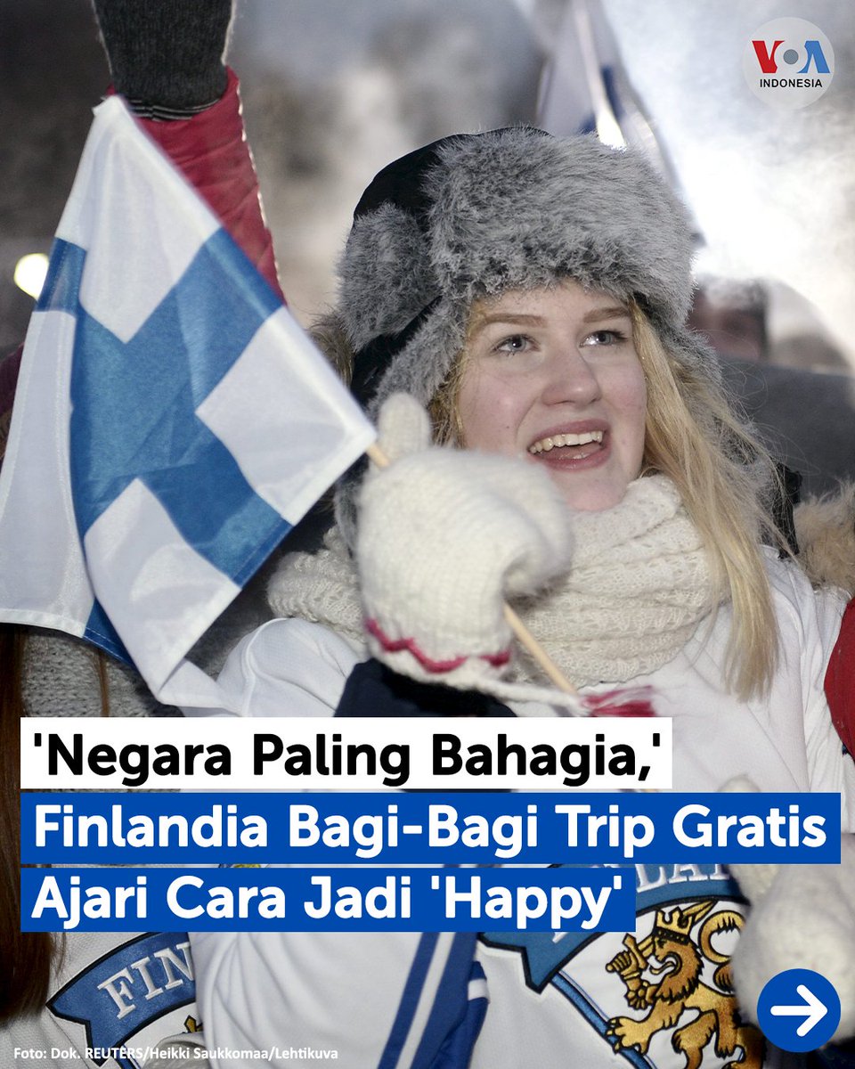 voaindonesia's tweet photo. Liburan gratis ke resor mewah di Finlandia, sambil belajar tentang kebahagiaan?

Setelah kembali dinobatkan sebagai negara paling bahagia di dunia menurut World Happiness Report, Dewan Pariwisata Finlandia umumkan ‘Masterclass of Happiness’ bulan Juni mendatang. https://t.co/Y2vNCIcuJX