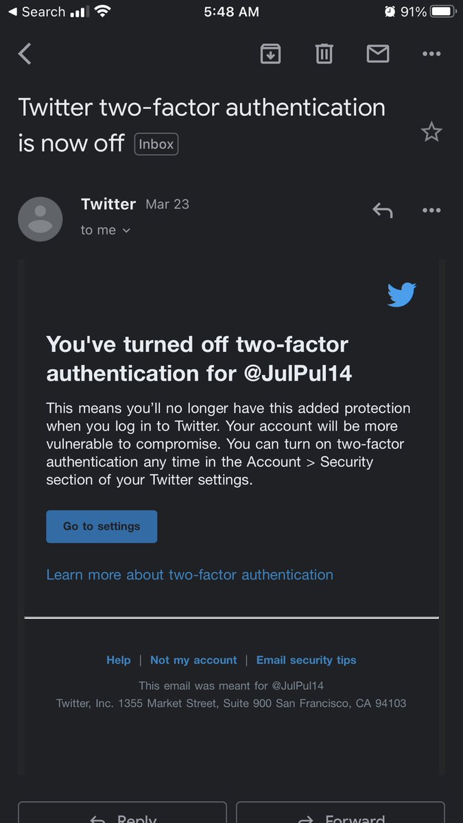JulPul14's tweet photo. Twitter: turn off two-factor authentication
Me: no thanks, that’s a bad idea
Twitter: ok then you have to pay for blue to keep it
Me: not worth it
Twitter: https://t.co/oT0dAsBCkb