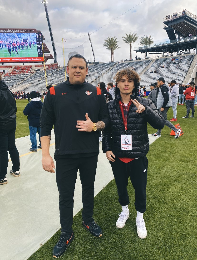 Elijah Vasquez (@2ezyvasquez) on Twitter photo Had a great time at the SDSU Spring Game Visit! Great time talking with the coaches and loved the environment! <a href="/AztecFB/">San Diego State Football</a> <a href="/NEmbernate/">Nik Embernate</a> <a href="/CoachZampese/">Anthony Zampese</a> <a href="/Coach_JKrause/">Jonathan Krause</a> <a href="/Tahj__/">Coach TC</a> <a href="/CoachSumlerSDSU/">Demetrius Sumler</a> <a href="/mattrnich02/">Matt Nicholson</a> @robbyhauck17
<a href="/GregBiggins/">Greg Biggins</a> <a href="/PrepRedzoneCA/">Prep Redzone California</a> <a href="/247Sports/">247Sports</a> <a href="/K12Elite/">Keith Smith</a> <a href="/AztecRecruits/">San Diego State Football Recruiting</a> Had a great time at the SDSU Spring Game Visit! Great time talking with the coaches and loved the environment! <a href="/AztecFB/">San Diego State Football</a> <a href="/NEmbernate/">Nik Embernate</a> <a href="/CoachZampese/">Anthony Zampese</a> <a href="/Coach_JKrause/">Jonathan Krause</a> <a href="/Tahj__/">Coach TC</a> <a href="/CoachSumlerSDSU/">Demetrius Sumler</a> <a href="/mattrnich02/">Matt Nicholson</a> @robbyhauck17
<a href="/GregBiggins/">Greg Biggins</a> <a href="/PrepRedzoneCA/">Prep Redzone California</a> <a href="/247Sports/">247Sports</a> <a href="/K12Elite/">Keith Smith</a> <a href="/AztecRecruits/">San Diego State Football Recruiting</a>