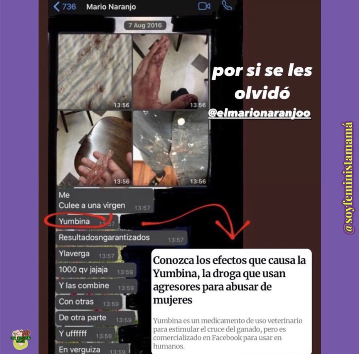 fuckthecosmos's tweet photo. contenido sensible ~ abuso sexual

denunciamos a MARIO NARANJO quien droga mujeres para abusar sexualmente de ellas. es de hermosillo, sonora. 

ES ABIERTAMENTE VIOLADOR Y ENCIMA ORGULLOSO DE SERLO. es un cínico como pueden ver en el vídeo. cuídense de él. 

ig: elnaranjooficia https://t.co/VmetYvyR3A