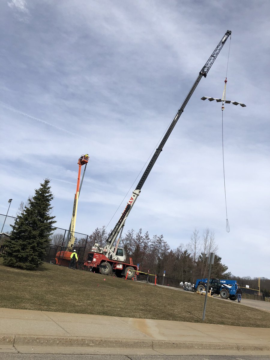 New lights going up on our game field. All the better to watch your Eagles play our three consecutive home games after spring break!  Thank you for supporting our last school bond!⚽️🦅⚽️