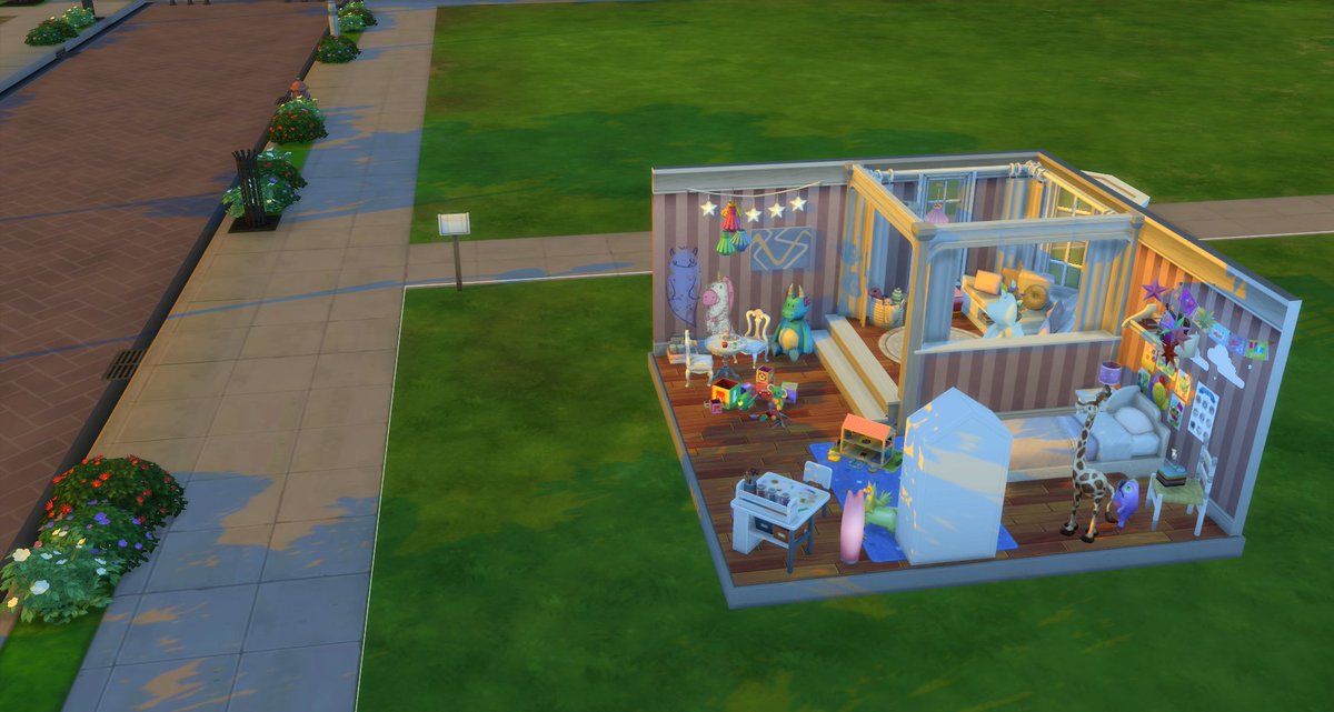 spopies_'s tweet photo. Disney Inspired Room Shell Challenge from the Sims Community. Inspired by Boo's Room, where Boo, the 2-year-old girl in Monsters, Inc., lives. She is an adorable toddler who is curious, and naive, and very artistic. #SimsCommunity #SCDisney #Disney #ShellChallenge #MonstersInc https://t.co/ZR6lFriPWN