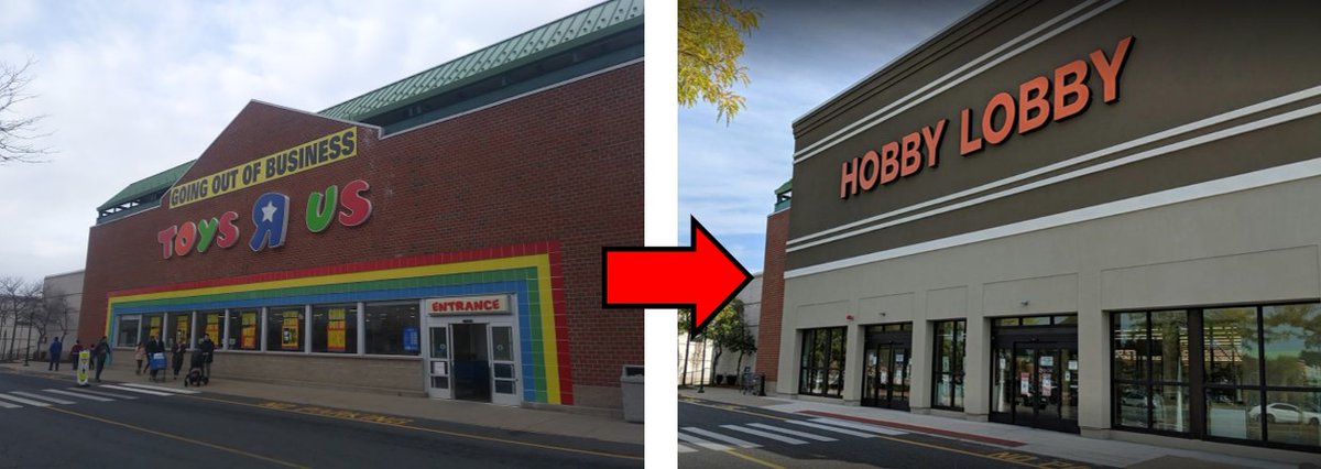 jasonmiller15's tweet photo. Some of the 700+ #ToysRUs stores vacated in #bankruptcy were adapted for other uses

But ~80% of the backfills were by other retailers:

~22% of new $OLLI stores opened since 2018 and ~17% of net new $BURL and #HobbyLobby store openings over the past 5 yrs were in a fmr Toys R Us https://t.co/xtR7ely9uo