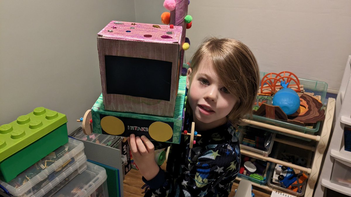 OS Y10B modeling his crazy tractor, Of course the driver is a Panda! 🐼 <a href="/IntakeSchool/">Intake</a> #Year1tractors