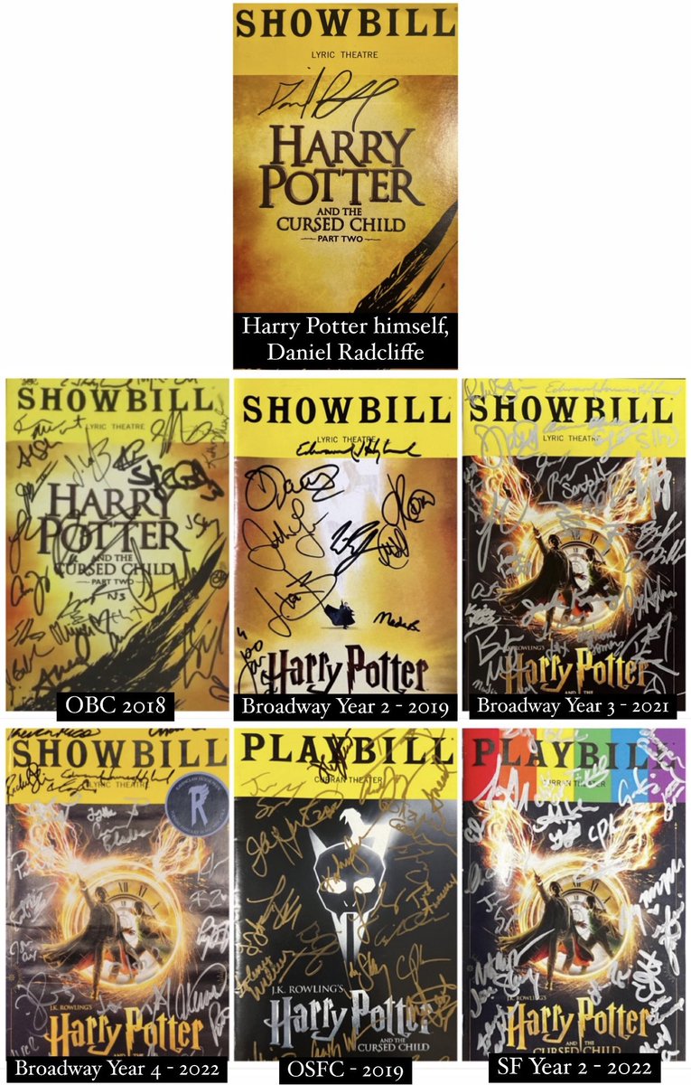 Leif_Estrada's tweet photo. Showbills and Playbills signed by all 6 production companies to-date (and Daniel Radcliffe) @CursedChildNYC @CursedChildSF #CursedChildUS

Happy Early 5th year! https://t.co/DfChbAYcMT