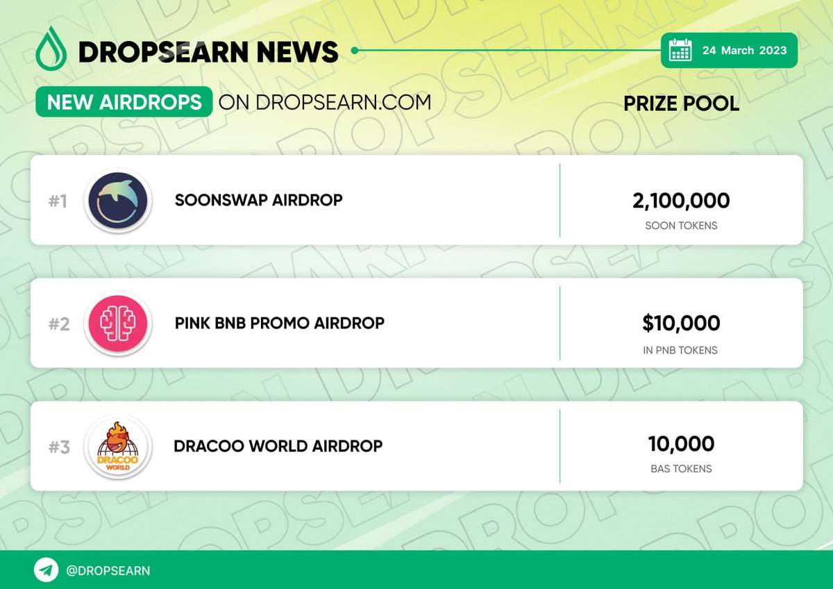 DropsEarn's tweet photo. 💧Our new daily update: new airdrops have been added!
 
💰Start your cryptocurrency journey with https://t.co/WXFRp6vXYq 
 
➡️ https://t.co/HxGMLds5bh

#Dropsearn #Crypto #Airdrop https://t.co/u7V85wq2bg