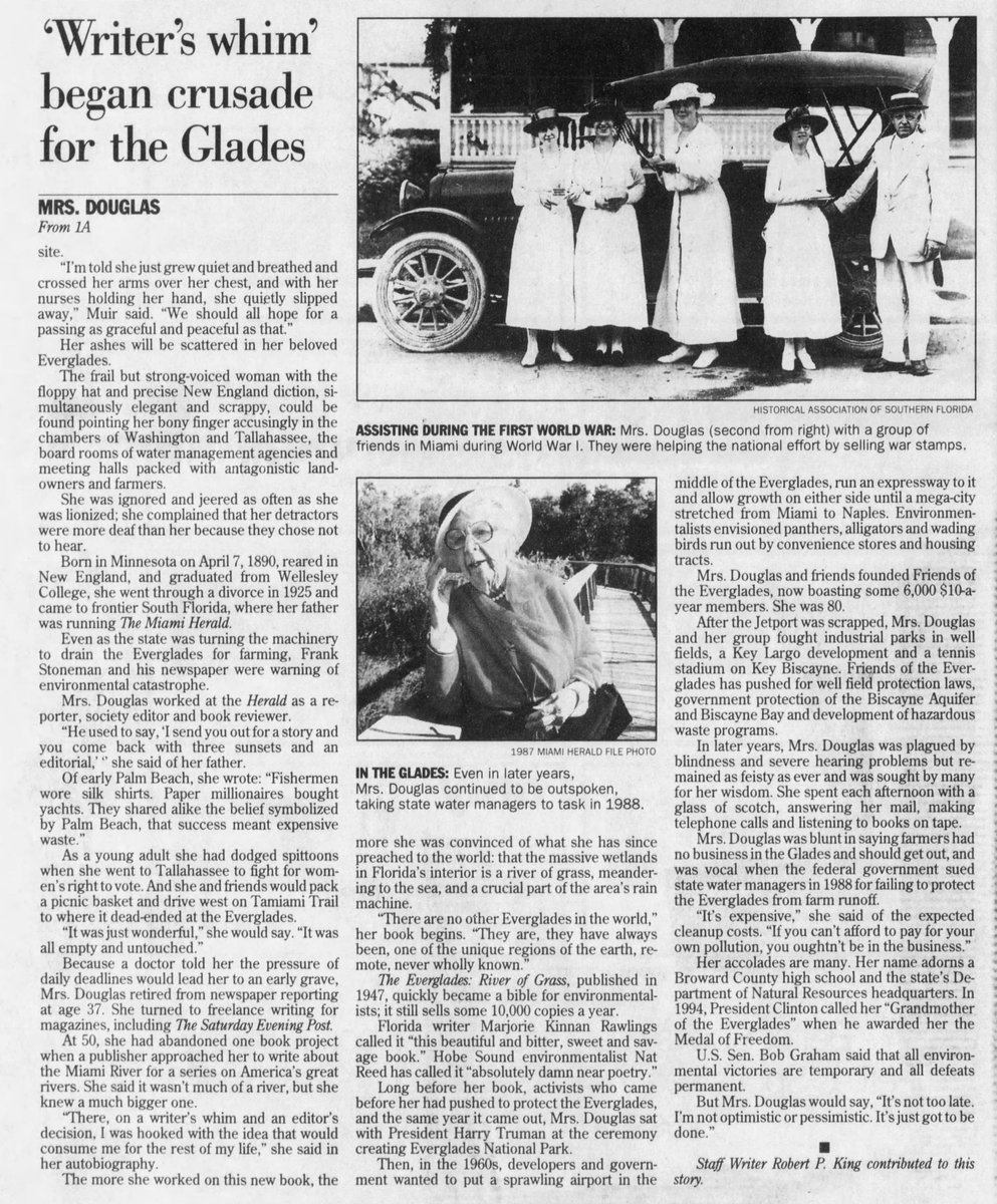 Readers and friends: Here's my weekly posting of a story from "the vault" of my three decades at The Palm Beach Post. #ekvault. Today: The legacy of Marjory Stoneman Douglas. From May 1998.