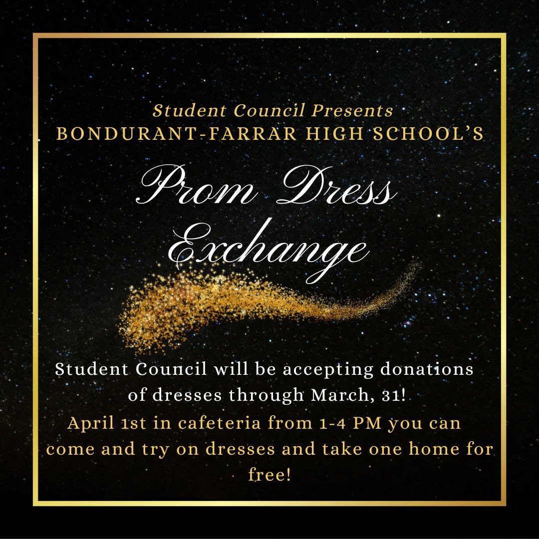 Reminder you have one week to get prom dresses turned into Jamie Wagner, as our prom dress drive is NEXT weekend!