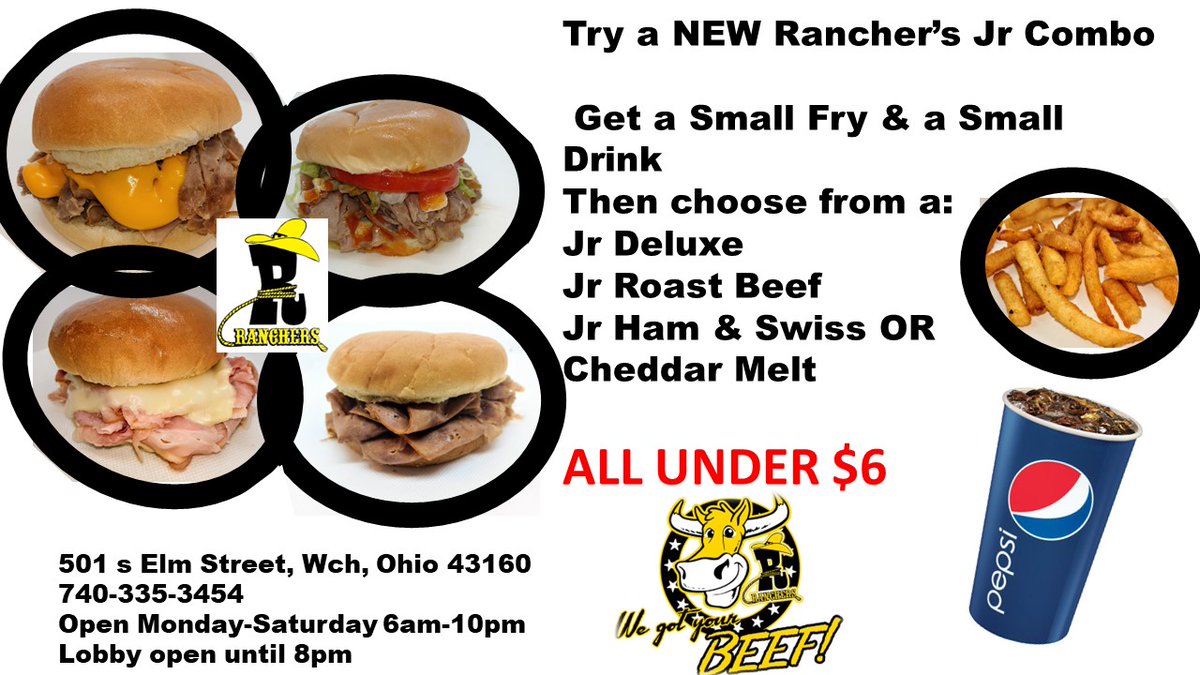 Looking for a lite Lunch? Stop into Rancher's for a Jr Combo all under $6 #lunch