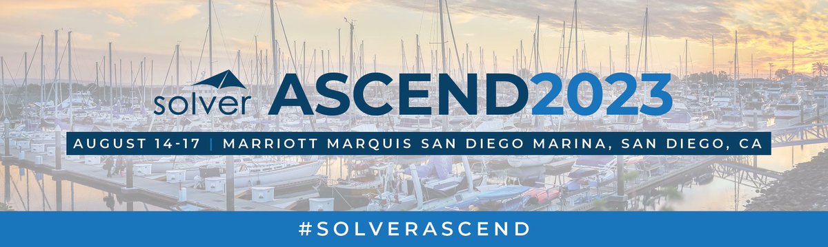 SolverGlobal's tweet image. Registration is open for Ascend 2023, happening August 14-17 in San Diego. Now until March 31, get the deepest discounts on your registration costs with Super Early Bird rates. 

Don’t miss out! Register here ✅ hubs.li/Q01J5T8T0 

#SolverAscend