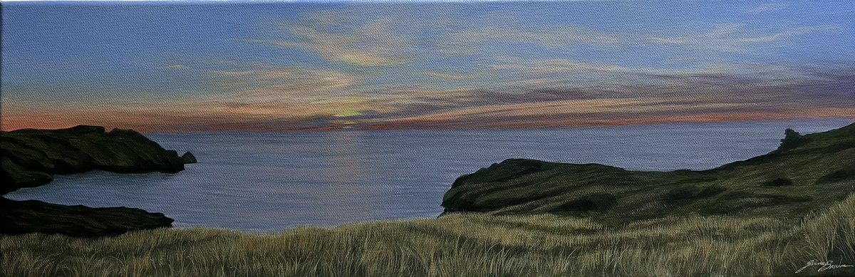 Managed to get some painting in this week ☺️
Acrylic painting of the view at sundown at Trethevy cliffs / Trewethett Farm campsite near Tintagel Cornwall, awesome place, fantastic walks &amp; gorgeous sunsets 
#sunset #seascape #coastal #cornwall #trewethettfarmcampsite